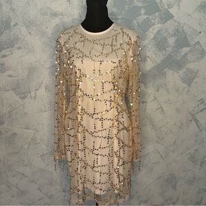 Pretty Little Thing Pink Long Sleeve Midi size 14 (L)